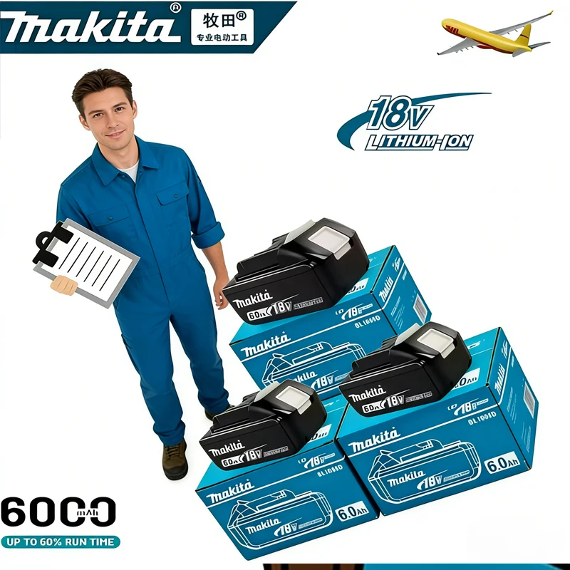 

100% original Makita 18V 6Ah⭐️ rechargeable lithium-ion battery, powerful and long-lasting, suitable for Makita BL1860 BL1860B