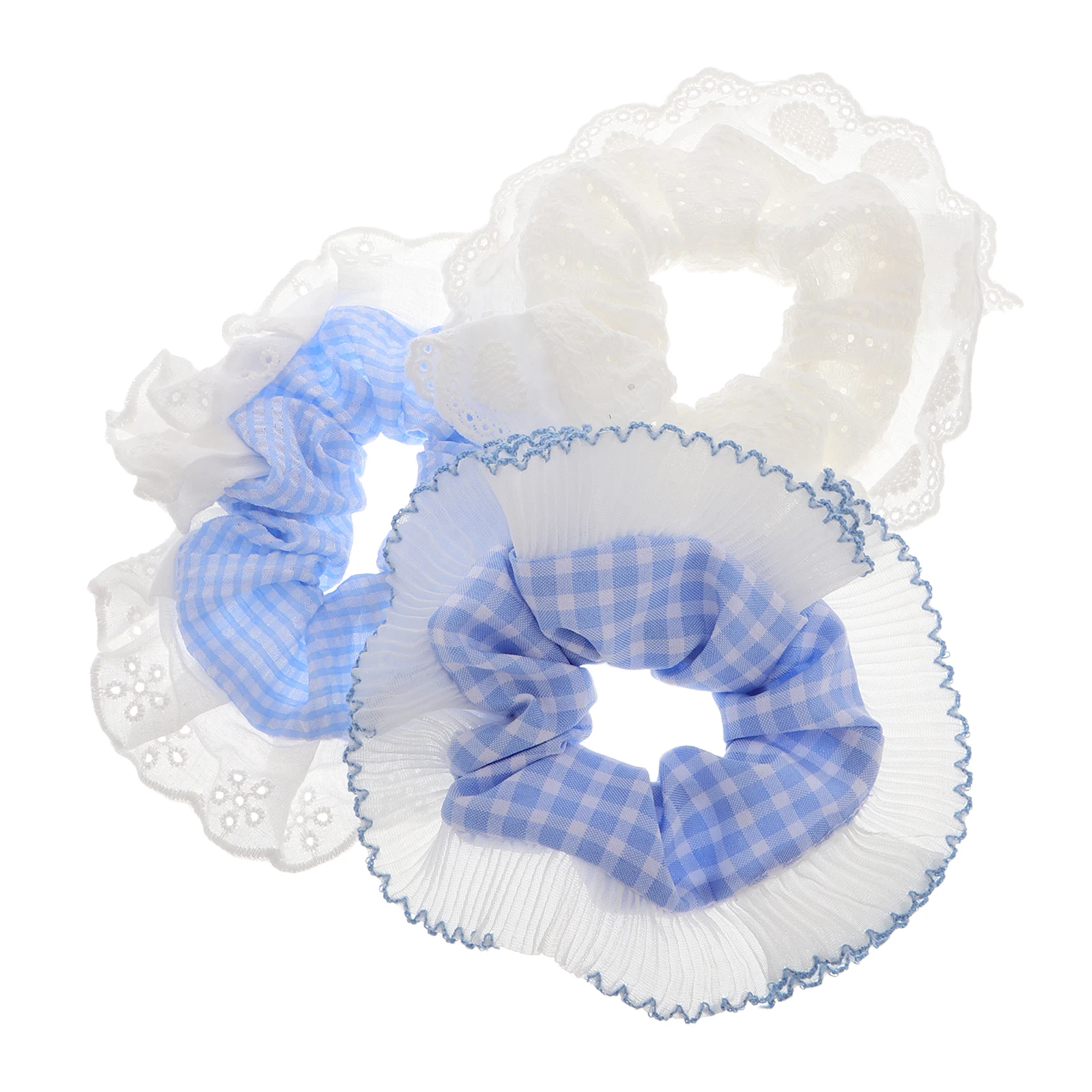 

3 Pcs Hair Bands Cute Accessories Women Scrunchies Hair Ties Girls Checkered Lace Edge Styling Portable Occasions