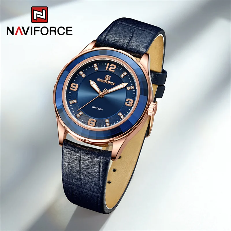 NAVIFORCE Luxury Women's Watch Fashion Leather Belt Female Quartz Wristwatches Ladies Retro Waterproof Clock Relogio Feminino