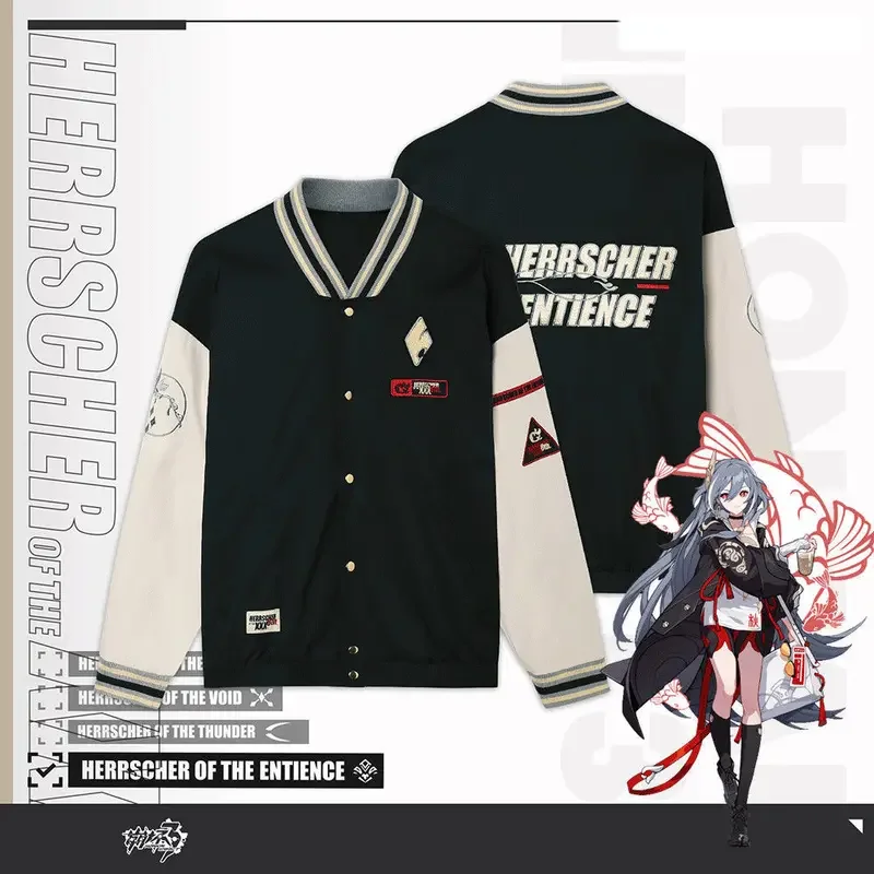 2022 Honkai Impact 3 Kiana Kaslana Anime Cosplay béisbol gabardina larga chaqueta Otoño Invierno harajuku chaqueta Casual Unisex