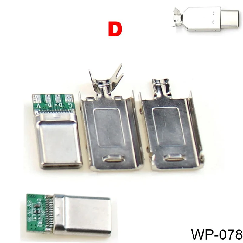 1-5PCS 24P Männlichen USB 3,1 Typ C Jack Ladestecker Schweißen USB-C 3 In 1 große Strom Stecker Mit Metall Fall Abdeckung Solder – Detail 6