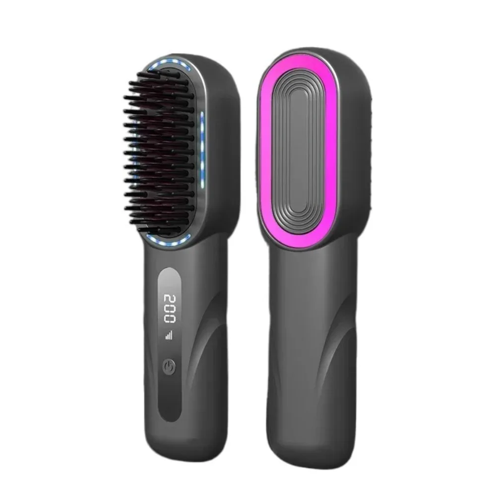 

Новый беспроводной выпрямитель для волос, 4 настройки температуры, расческа для прямых волос типа C, мини-расческа для выпрямления термоусадочной конструкции