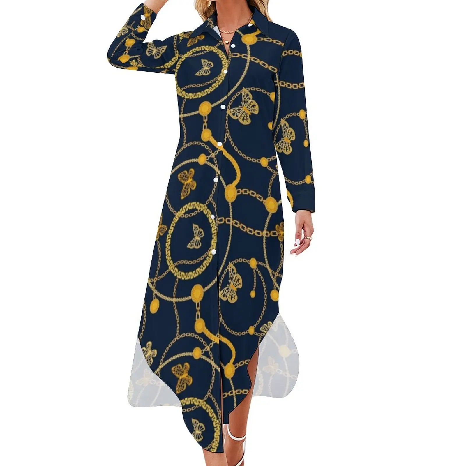 slim fit dress slacks Gilded in Gold Chain Dress main image 0