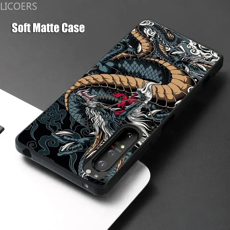 Dragon Case for Sony Xperia 10 5 1 VI V IV III II Ace Pro-I 8 XZ Cover Soft Matte Silicone Shockproof Cute Pattern Shell Fundas