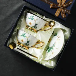 British Style High-grade Exquisite Gilded Bone Porcelain Coffee Cup Palace Style Tea Cups Household Kitchen Utensils 220ml