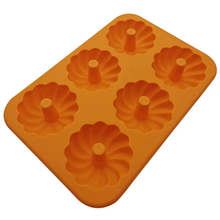 Hot Selling 6 Hole Swirl Flower Shape Silicone Cake Mold Mousse Pudding Handmade Soap Chocolate Ice Tray Mold Jelly Baking Tools