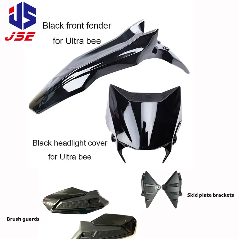 SURRON Ultra Bee Original Black Front Fender Black Mudguard Headlight Shroud Skid Plate Brackets Brush Guards