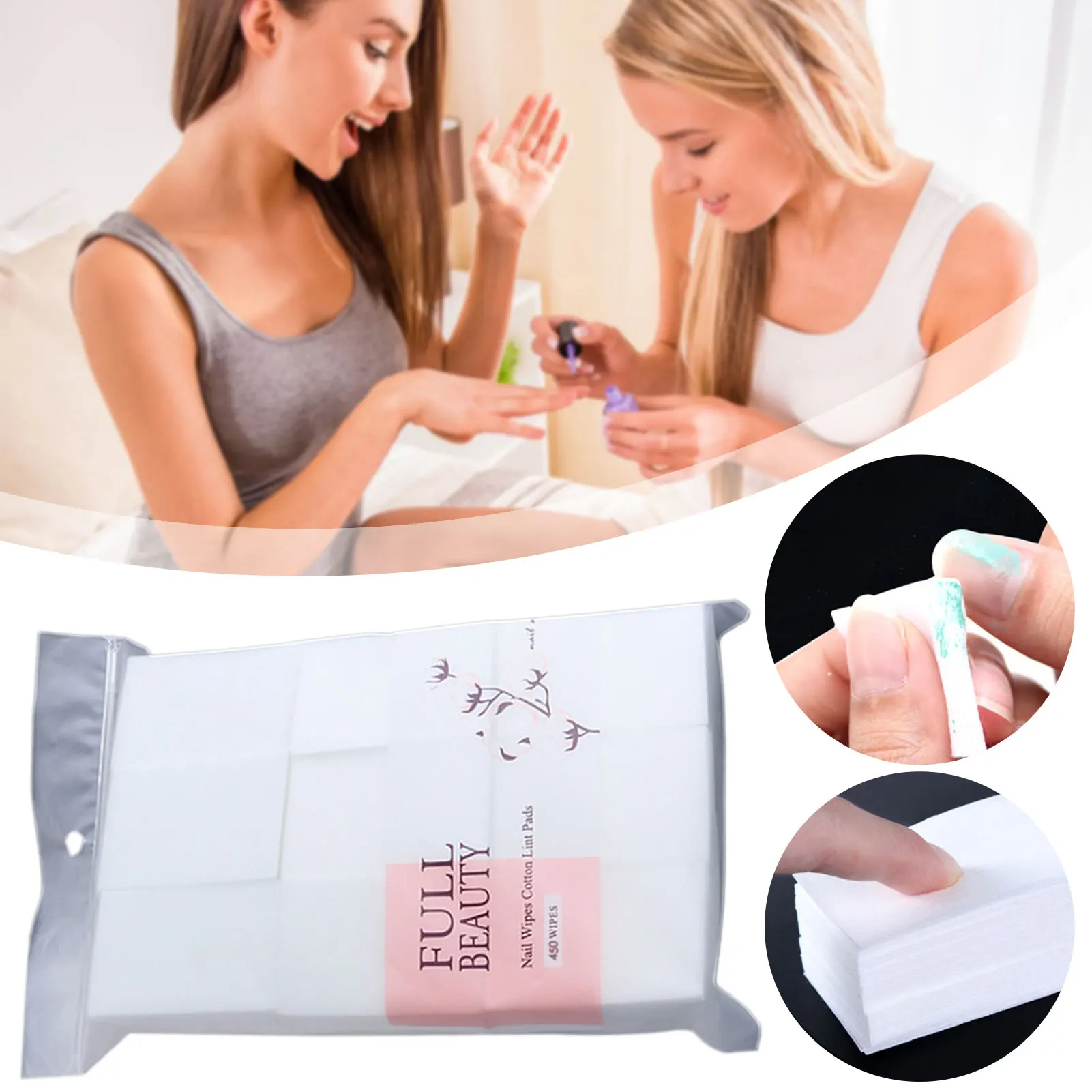 450 قطعة/الحزمة مزيل طلاء الأظافر مسح منصات تنظيف الأظافر UV جل مزيل طلاء الأظافر ورقة غير المنسوجة مسمار منصات لصالون التجميل #2