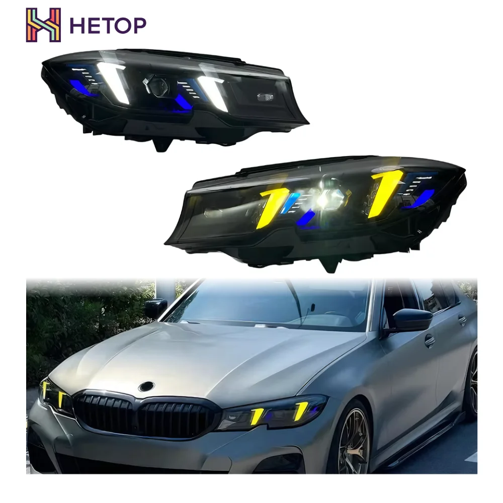 

HETOP G20 2018-2025 3 Series Dual Color Yellow and White Snake Upgrade Fang Shaped LED DRL Laser Lens for BMW Laser Headlight