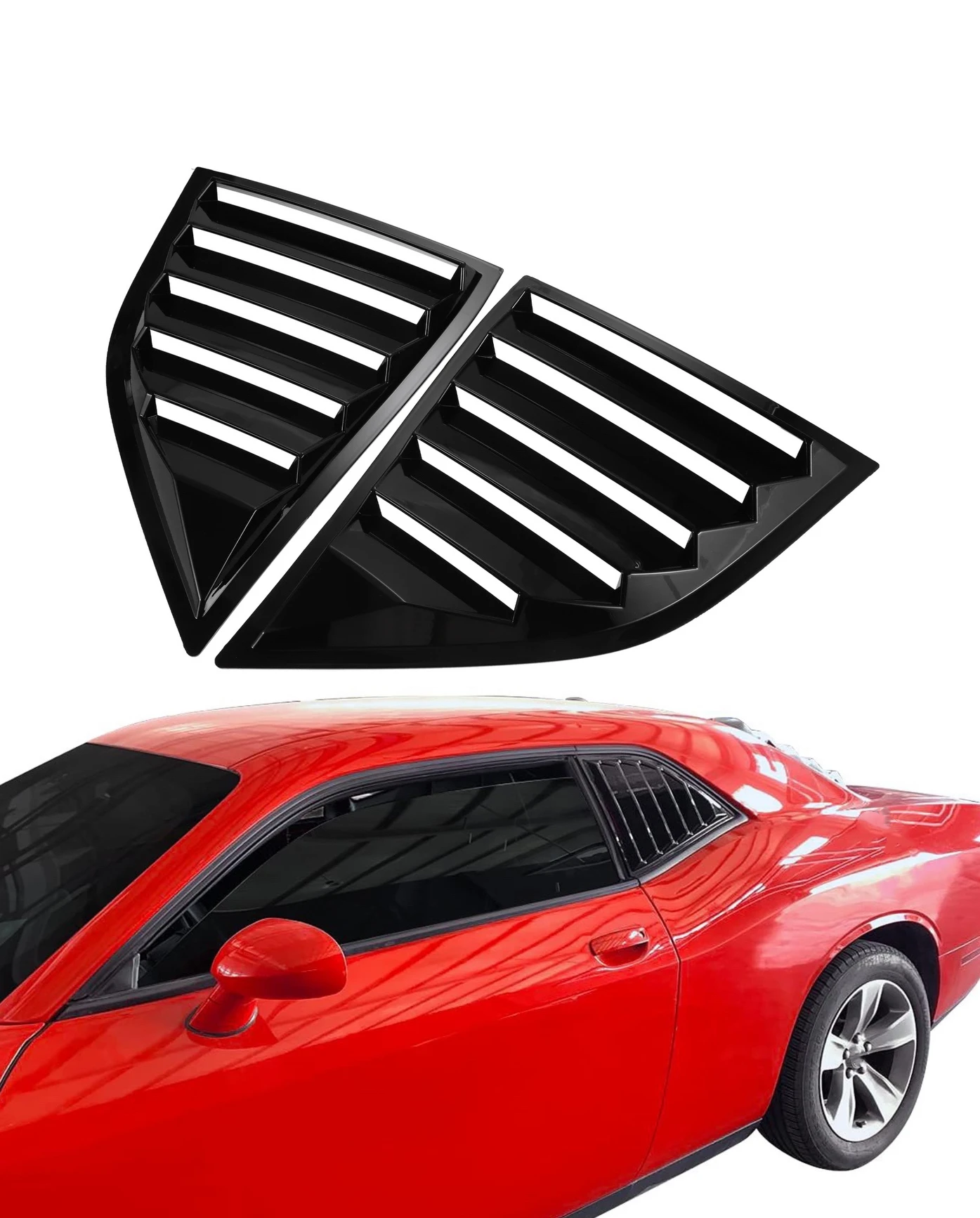 Fit For Dodge Challenger 2015-2022 Car Rear Louver Window Side Shutter Cover Trim Sticker Vent Scoop ABS Carbon Fiber  Black