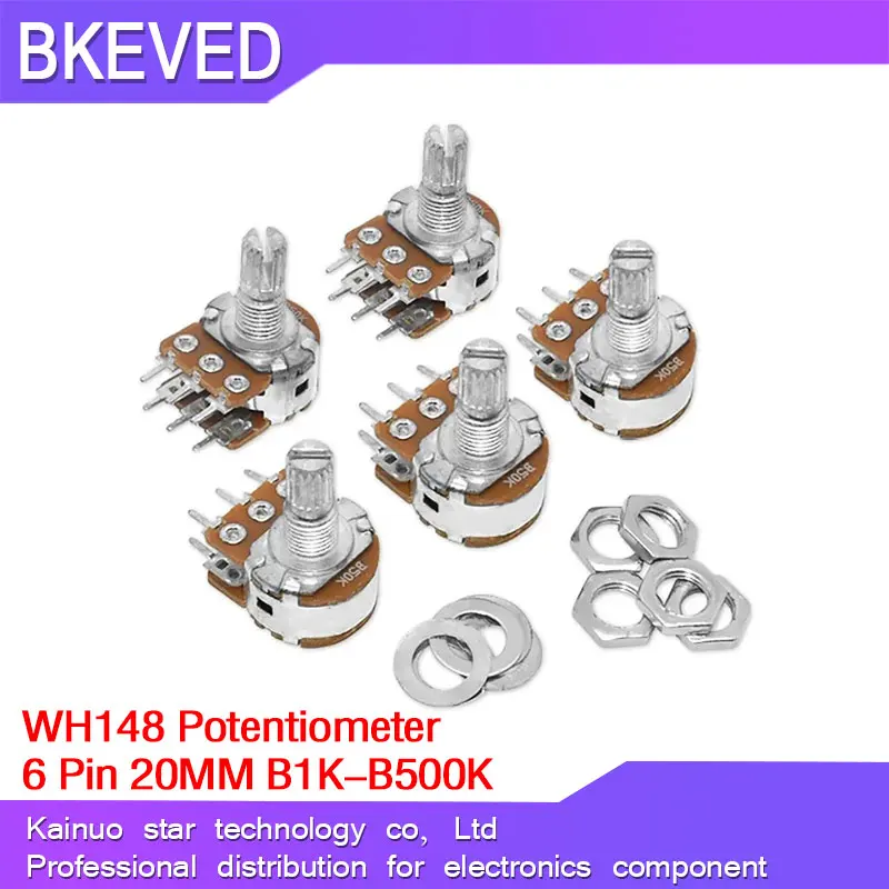 AMPLIFICADOR DE eje Dual estéreo, potenciómetro 1K, 2K, 5K, 10K, 50K, 100K, 500k, 5 piezas, WH148, B1K, B2K, B5K, B10K, B20K, B50K, B100K, B500K, 6