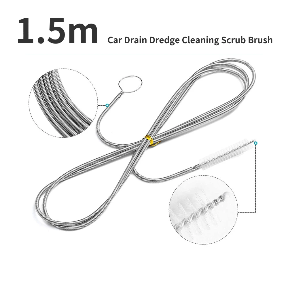 150CM Car Drain Dredge Cleaning Set Long Flexible Refrigerator Scrub Brush Water Dredging Tool Water Tube Cleaning Coil Brush