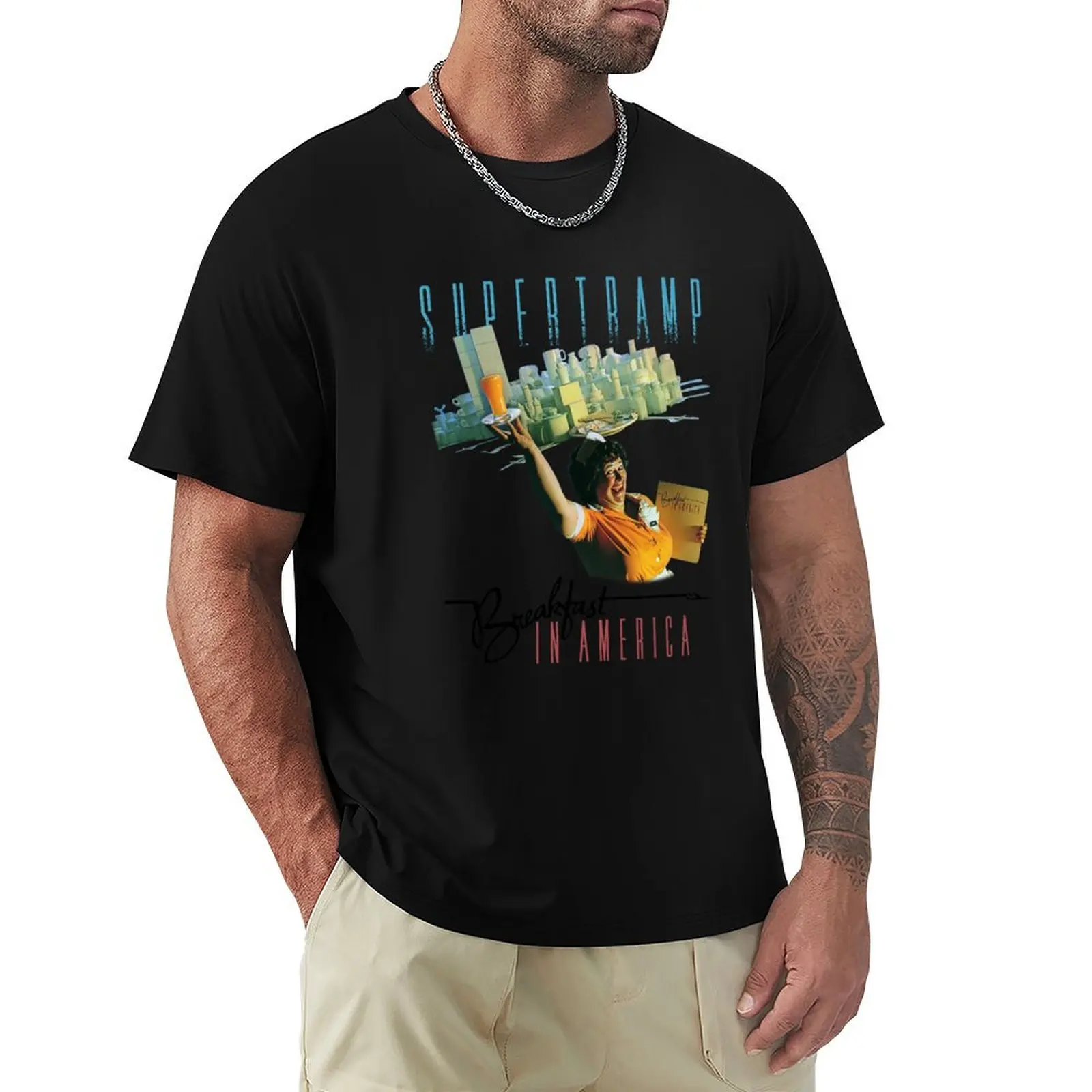 Súpértrámp BREAKFAST IN AMERICA 1979 NEW T-Shirt Big Size Loose Fit Tee Shirt