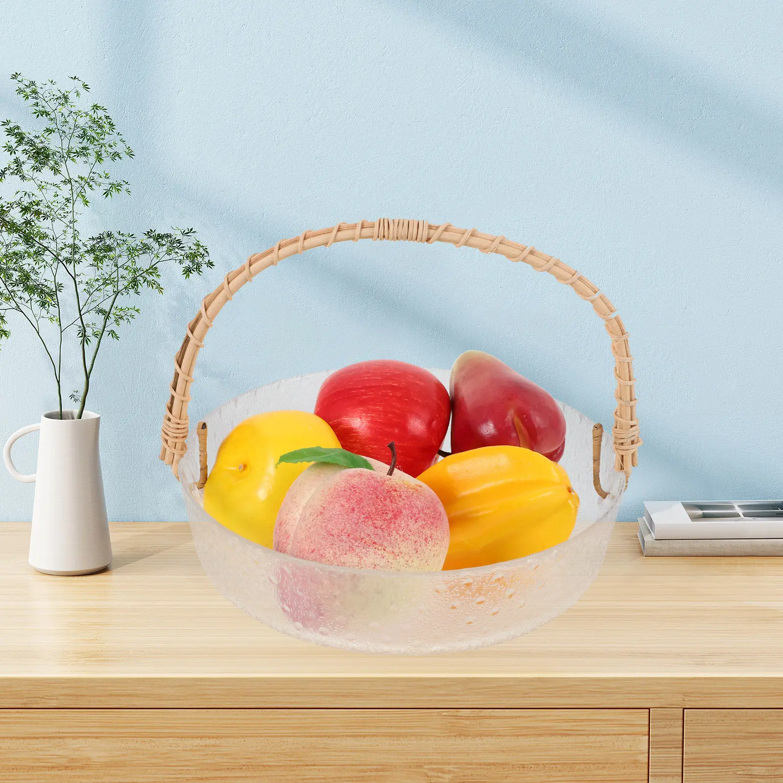 

Large Transparent Glass Fruit Serving Tray Dish Holder for Snacks Dried Fruit Salad Dessert Party Kitchen Dining Room Decorative