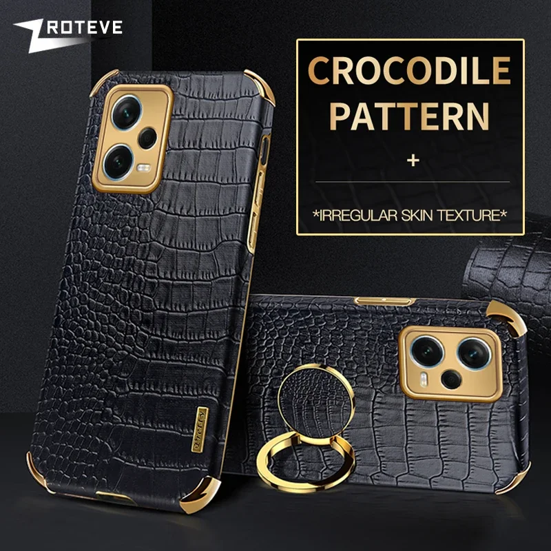 For Redmi Note12 5G Zroteve Crocodile Leather Ring Holder Soft Cover For Xiaomi Redmi Note 12S 12 4G Xiomi Note12s Phone Case