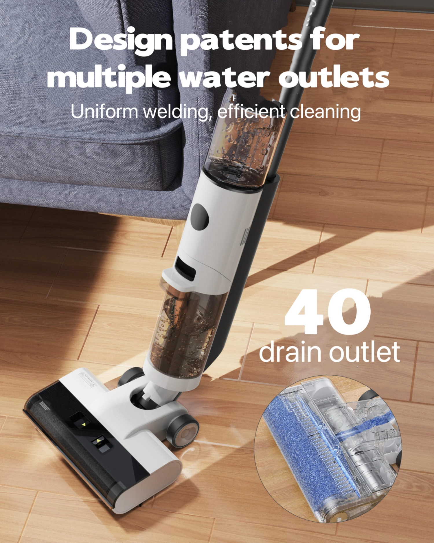 Factory Popular Electrolyte Design SelfCleaning Wet Dry Vacuum Cleaner Home Cleaning Smart User-Friendly Peak Model Floor Washer