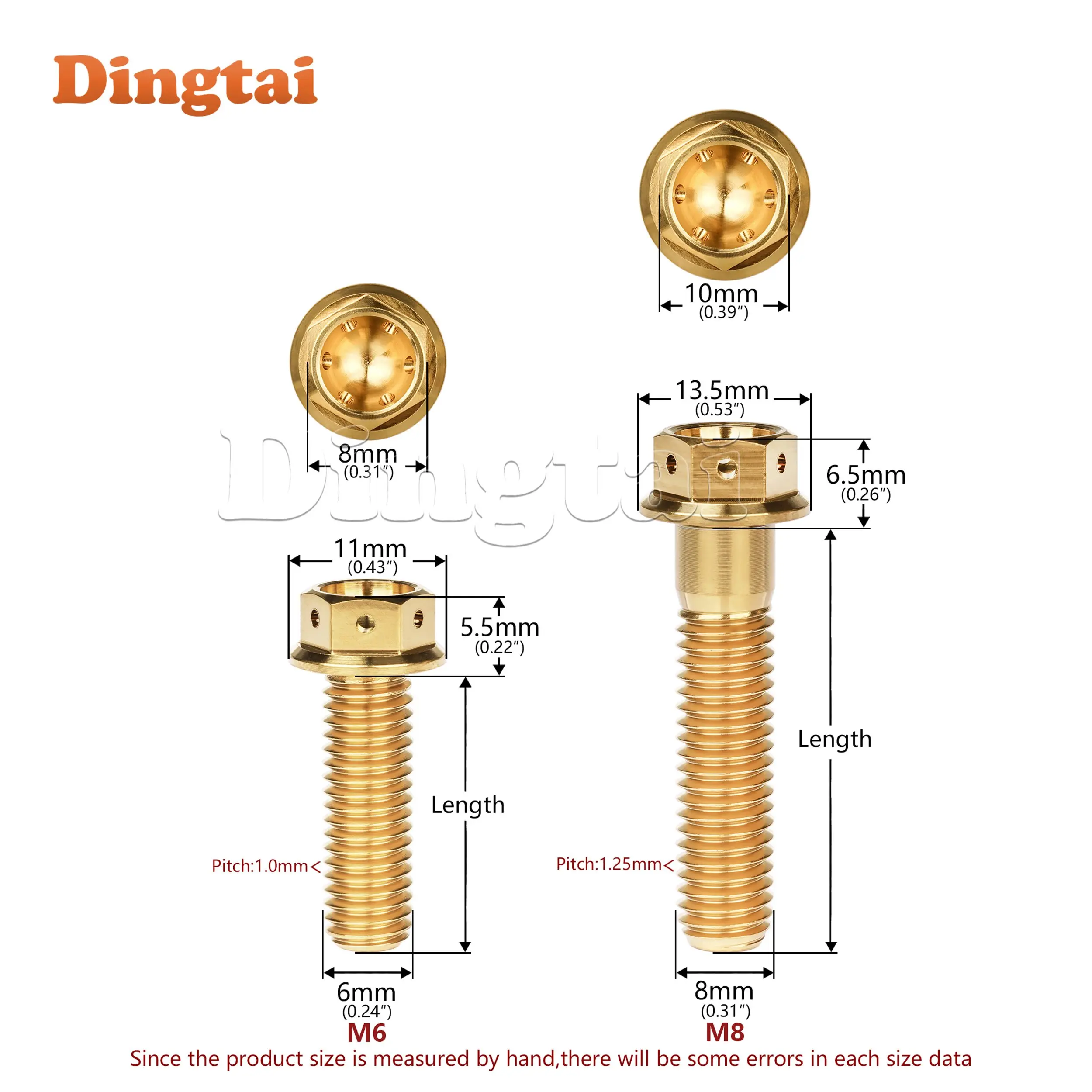 Titanium Bolt M6/M8x10--65mmFlange Cup-shaped external hexagon Screws with Hole
