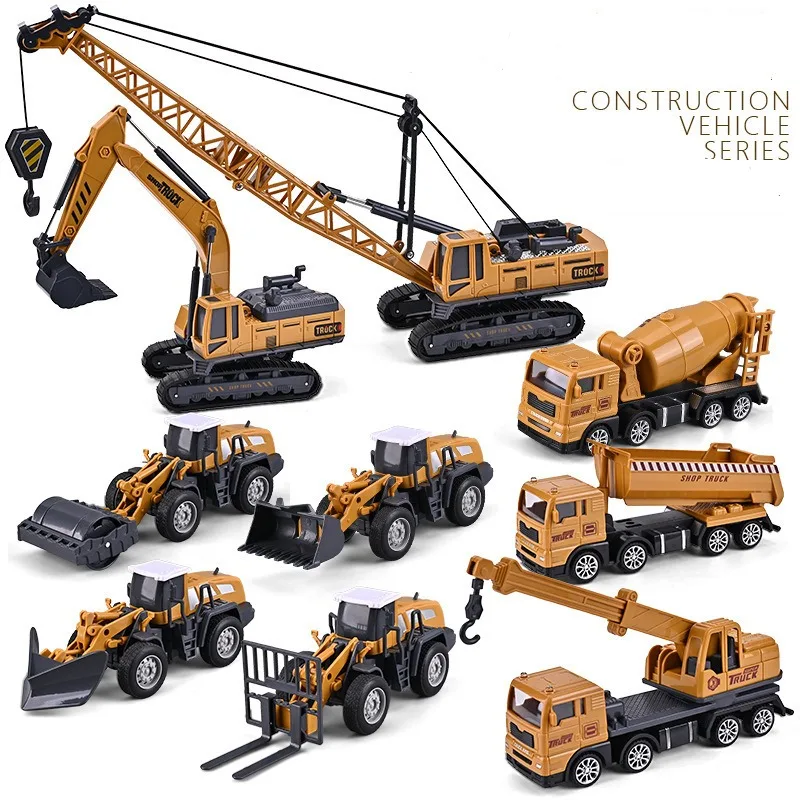 

Inertia Toy Engineering Car Boy Toy Gift Bulldozer Crane Press Excavator Transport Truck Forklift Birthday or Halloween Gift