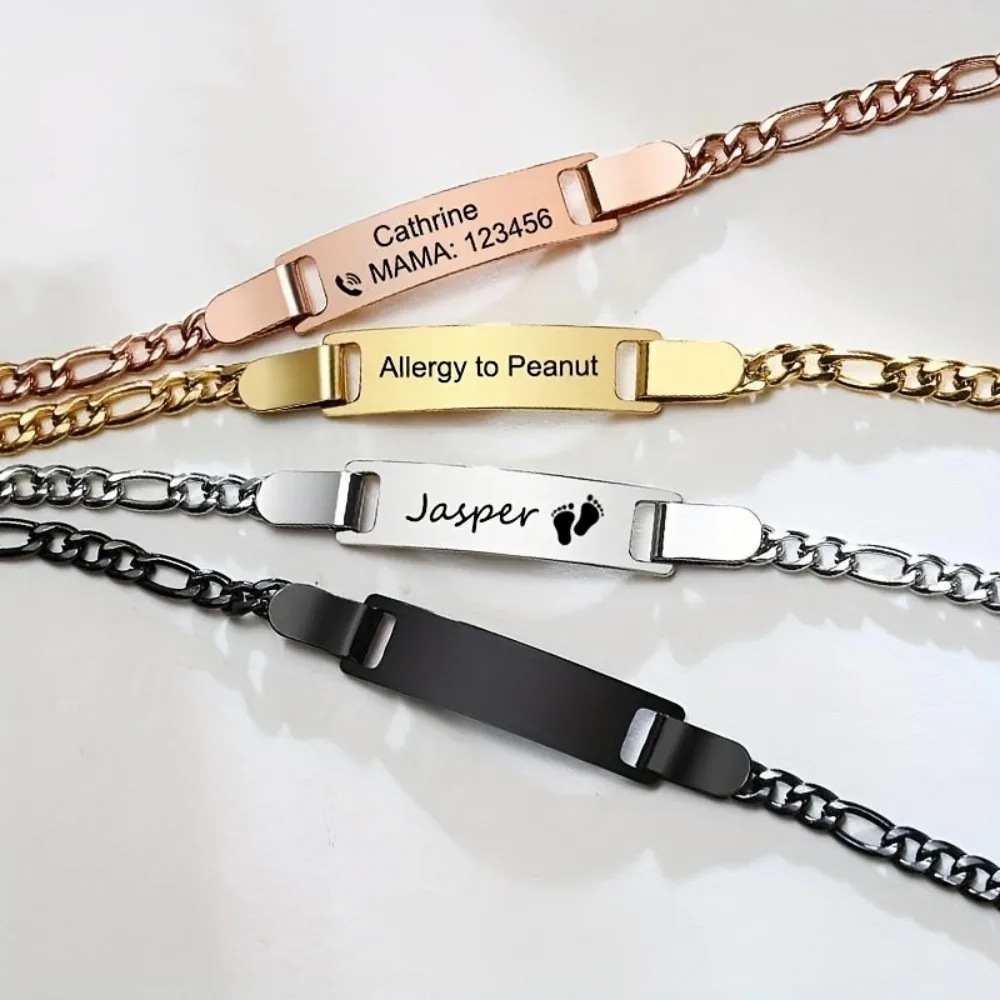 

Custom Name bracelet Personalized Baby Bracelet Stainless Steel Custom Kids Baby Bracelet Identification For Love Family Gifts