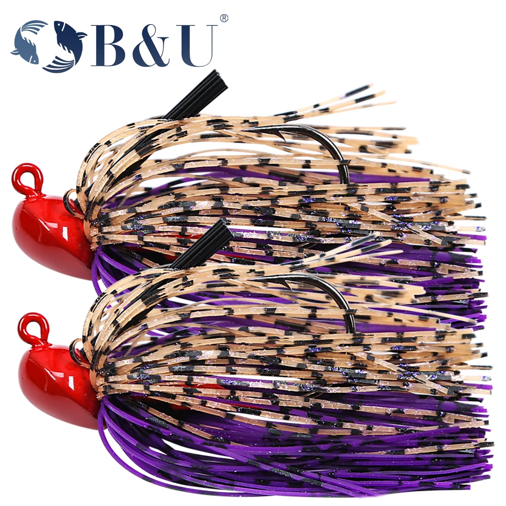 B&&U Rubber Flipping Jig Vertical line tie Fishing Lures Pesca Artificial Bait Skirt Rubber Fishing Jigs Head Buzz Swim Bass Jig