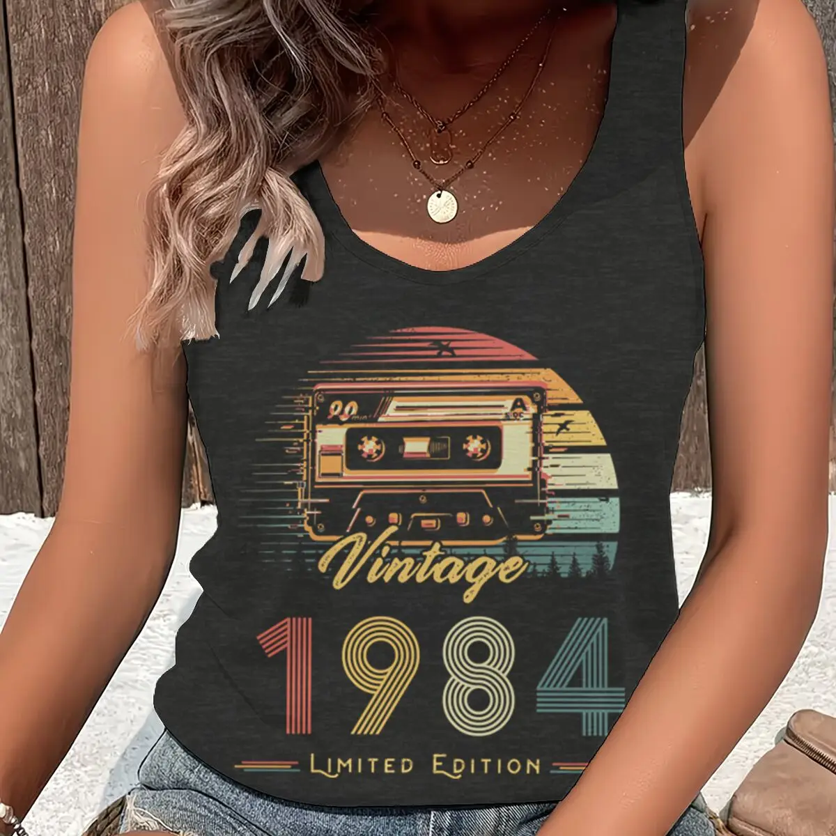Vintage 1984 Limited Edition Women's Racerback Tank Tops Harajuku Birthday Year Print Sleeveless Vests for Mama Mommy Gifts