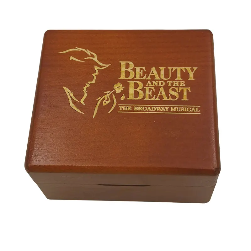 Anime Movie Beauty Princess Wooden Music Box, Laser Engraved Beast Musical Gift, Birthday Lover's Anniversary Special Present