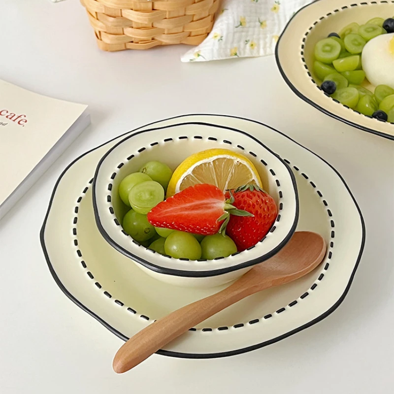 

Korean Cartoon Plate Irregular Fruit Plate Deep Plate Salad Pasta Home Bowl Dish Dessert Plate