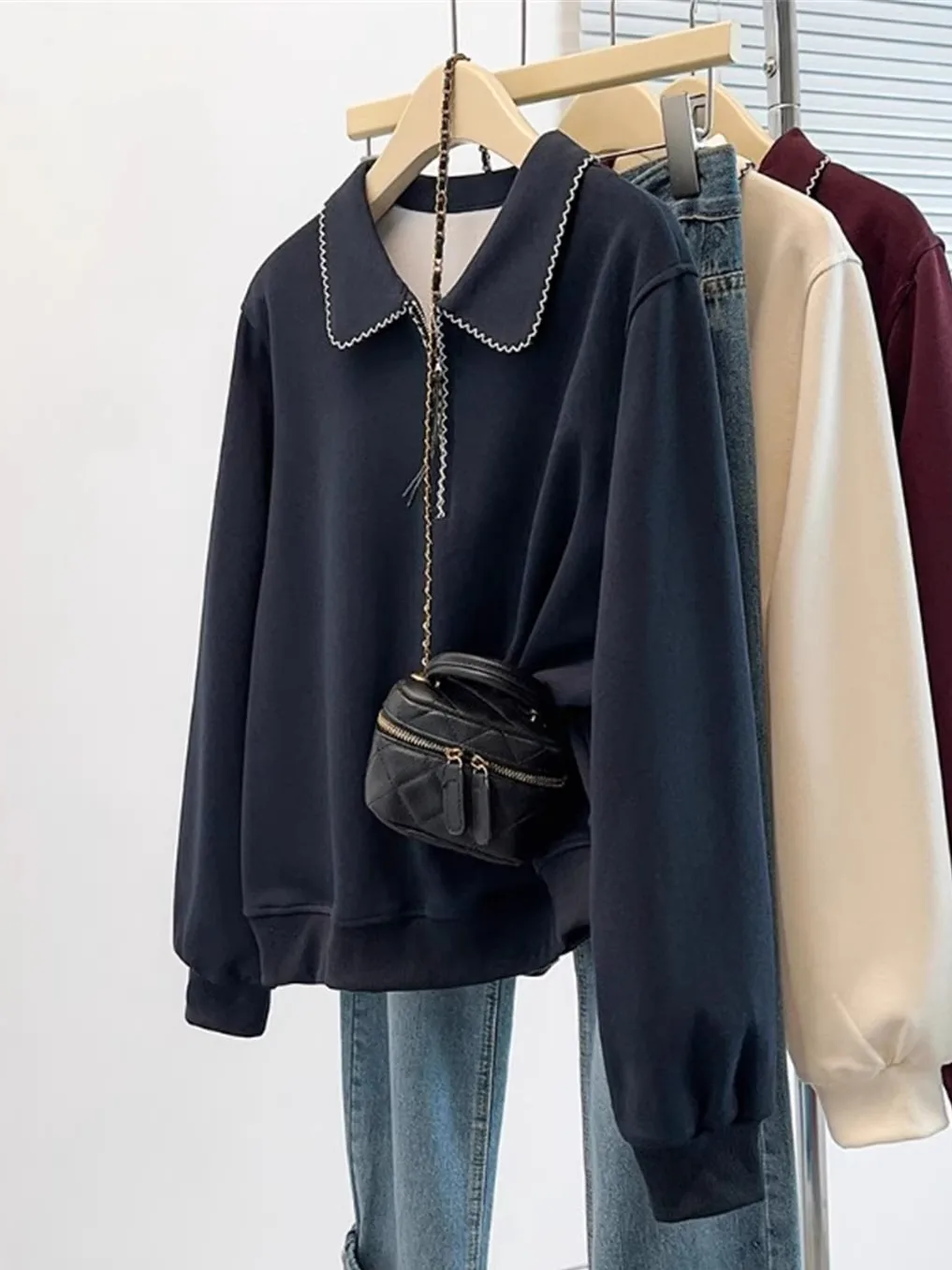 

Anti-Aging College Sle Long Sve Hoodie Women's Loose Fit Belly Covering Casual Top Spring 2026 New plus Size