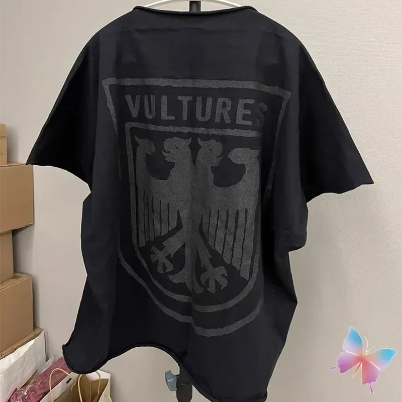 Black Cotton One-piece Cut Vulture Tshirts Casual Loose Top Album Surrounding Kanye T-shirt Hiphop Street Men Women Short Sleeve