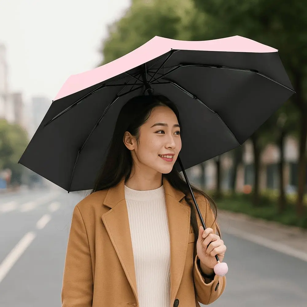 

Мини-капсульный складной зонт, ветрозащитный 5-кратный зонт от дождя с коробкой для хранения, усиленная стойка для зонтов, УФ-зонт для студентов