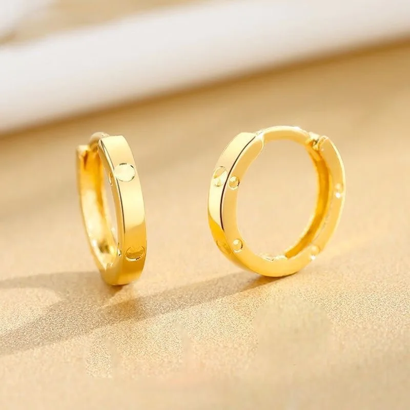 Real 18K Gold Simple Earring  Women's Earrings Pure AU750 Earring Clip Clasp Design Fine Jewelry Gift