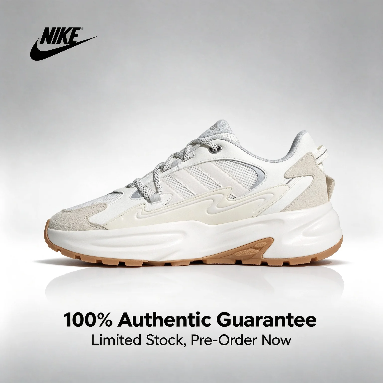 adidas OZWAVE SURGE SURGE Comfortable and versatile, non-slip and wear-resistant, low-top dad shoes, unisex, white JR3185