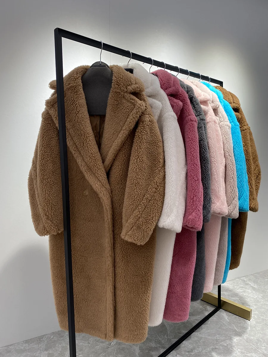 

Teddy Bear Fur Sheep Camel Fleece Loose Silhouette Coat Autumn and Winter Warm Women's Long Coat Women's wool coat