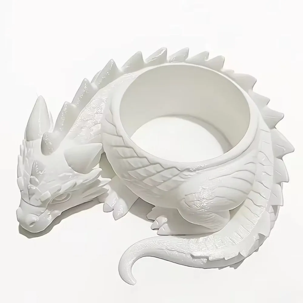 3D Printed Sleeping Dragon Planter Resin Mini Succulent Flower Pot Office Desk Decor Handcrafted Texture Dragon Ornament Planter