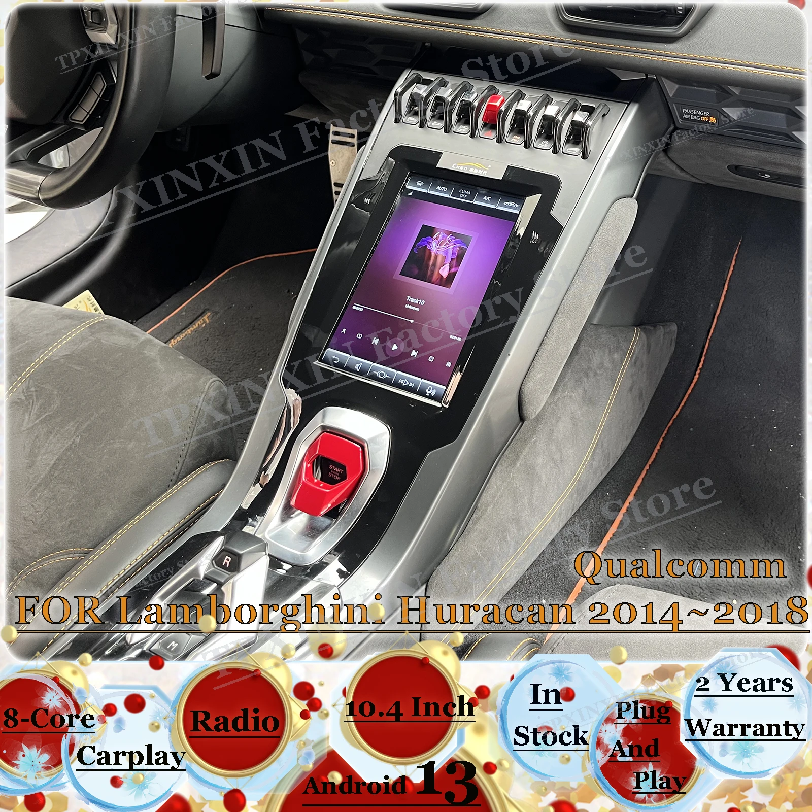Qualcomm Android 13 For Lamborghini Huracan 2014~2018 Automotive Multimedia GPS Navigation Radio Audio Stereo Receiver Head Unit