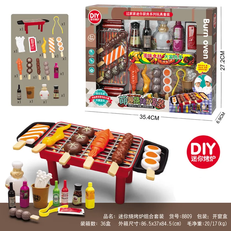 Frigorifero Barbecue Play House Toy Set giocattoli per bambini ragazze Mini giocattoli da cucina