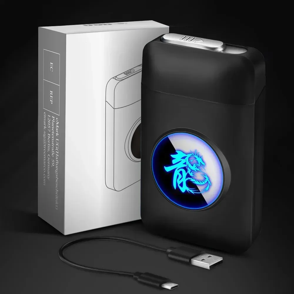 Innovative LED Light Screen Cigarette Box, USB Rechargeable Electronic Cigarette Lighter, Can Hold 19 Standard Cigarettes