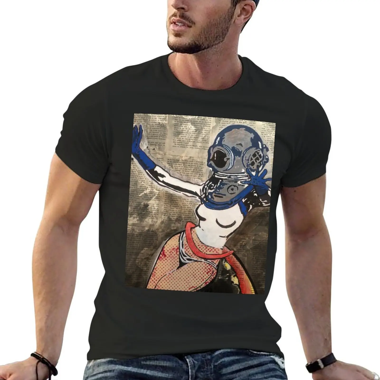 Deep Diving girl and octopus | Pop art | Street-art aesthetics T-Shirt vintage anime shirt boys whites mens designer t shirt