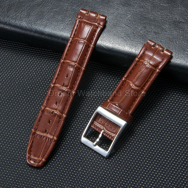 إكسسوارات ساعة مرنة ومريحة وقابلة للتنفس وصديقة للبشرة من جلد البقر الرائع لحزام ساعة سواتش الجلدي الأنيق