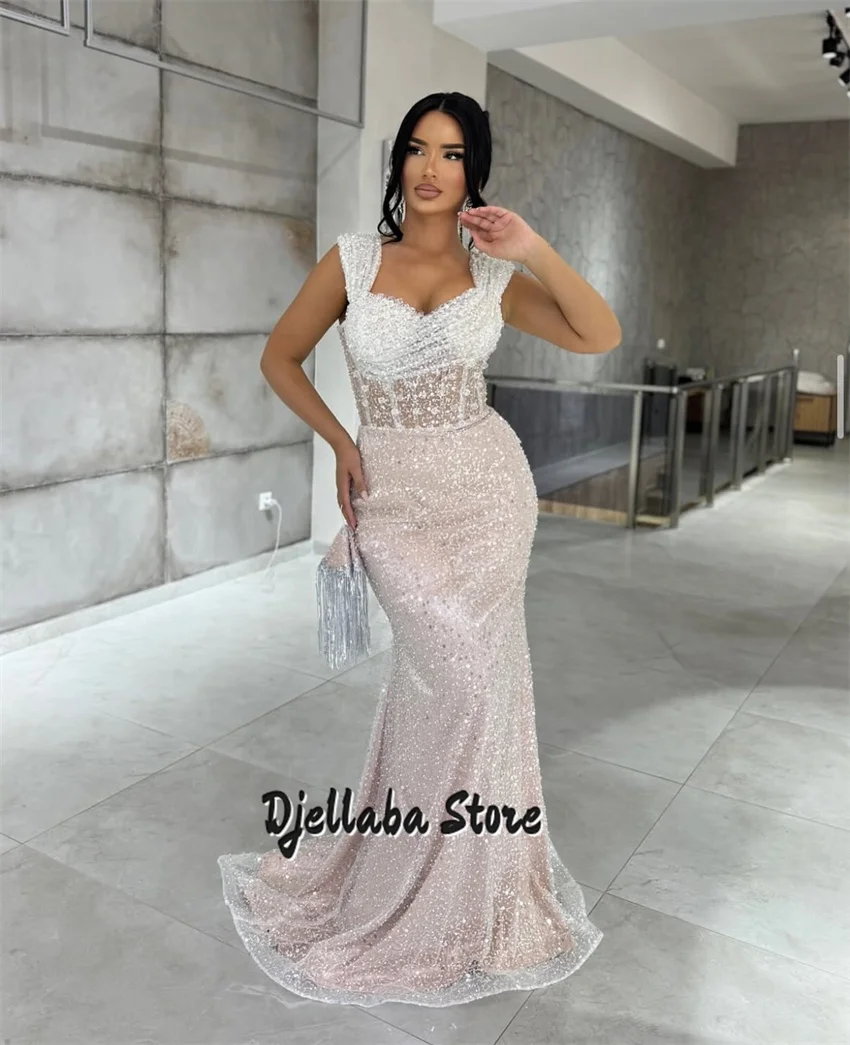 

Customized Pearls Evening Dresses Luxury Beading Saudi Formal Party Second Reception Women Birthday Engagement Dress