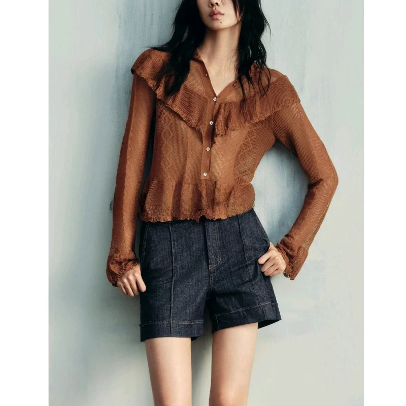 Romantic Sle Women's Knitted Outerwear High Collar Long Sve Polyester Fiber Cardigan New Autumn Collection 00405