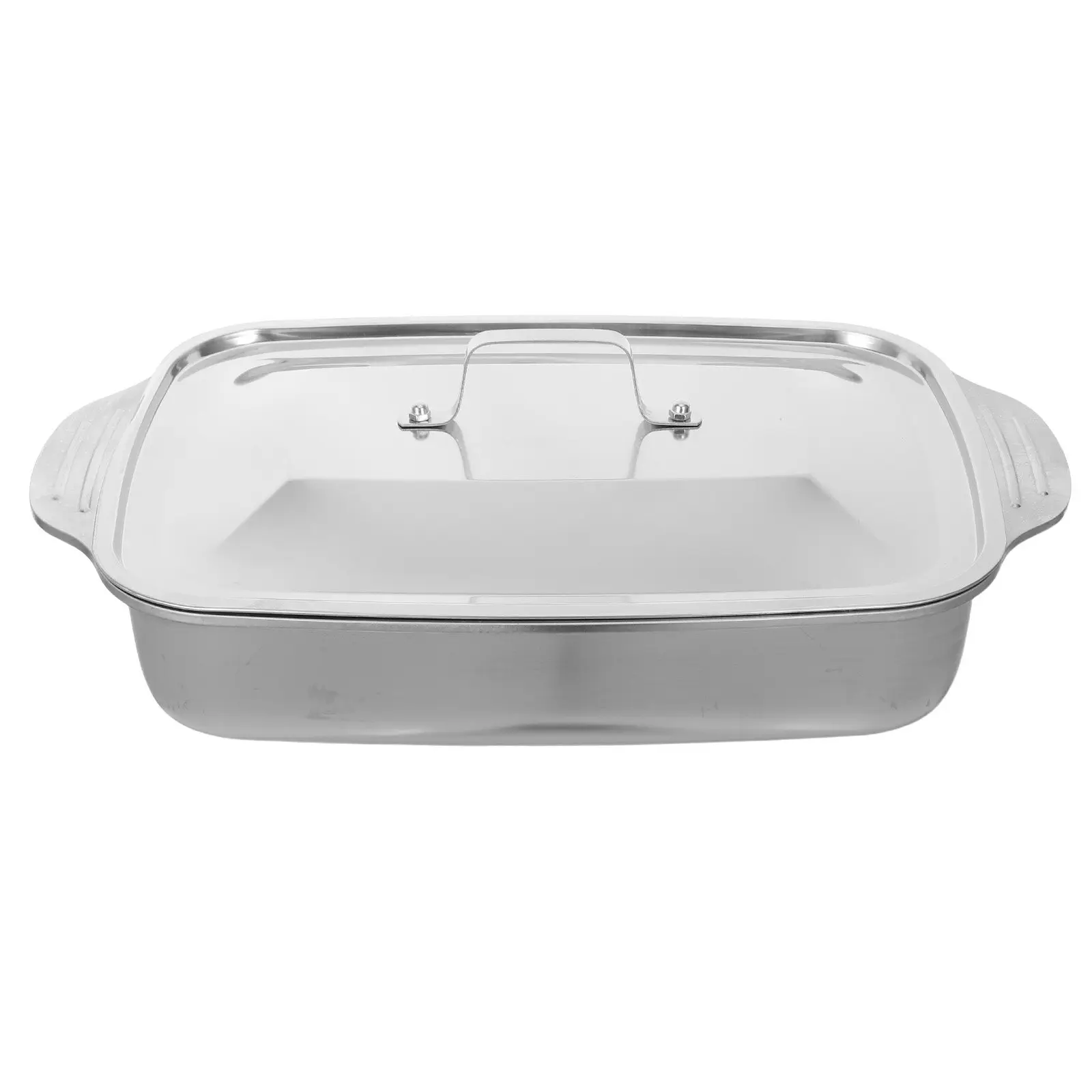 1Set Stainless Steel Rectangular Deep Roasting Dish Oven Tray Even Heat Distribution Fish Stainless Roasting Pan
