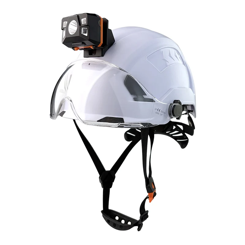 ABS Type II Class E  Electrician Work Head Protection Safety Helmet Construction Hard Hat with Headlamp and Outer Visor