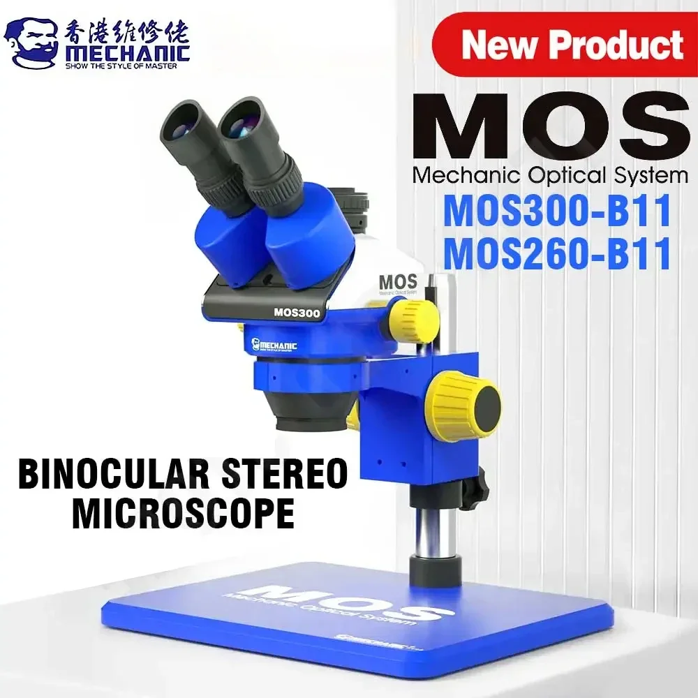 MECHANIC MOS260-B11/MOS300-B11 Binocular/Trinocular Stereo Microscopes 6-45X Continuous Zoom for Mobile Phone PCB Repair Tool