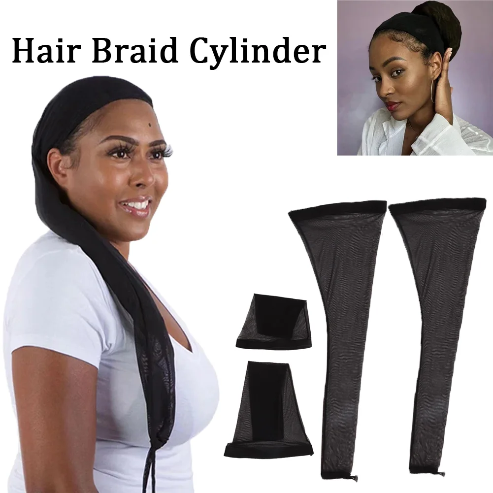 

Stocking Braid Cylinder With Bun Black Stocking Braid Cylinder For Topknot 70cm Hair Sleeve For Protective Braid Locs & Weaves