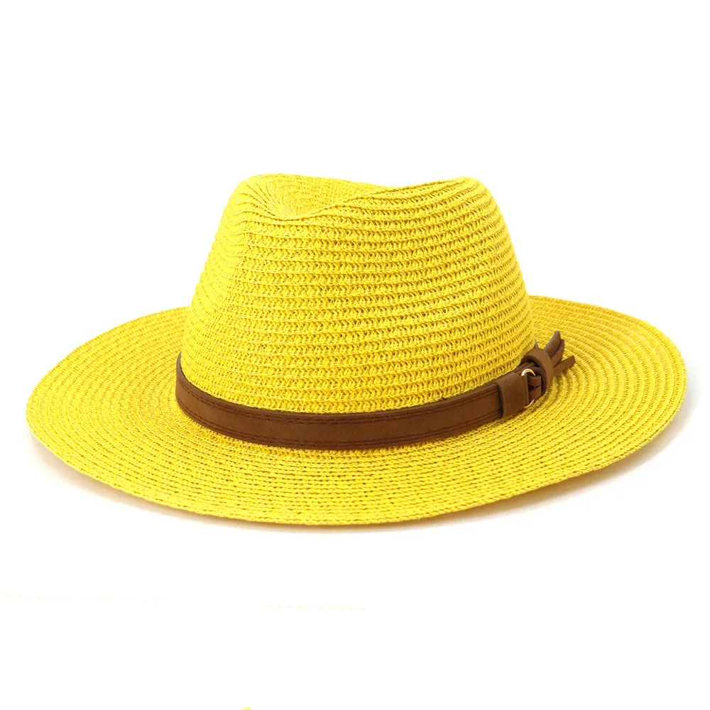 

Yellow Straw Hat Womens Summer Hat British Style Panama Hat Wide Brim Fedora Wide Brim Sombrero Women Cap 56-58cm Purple New