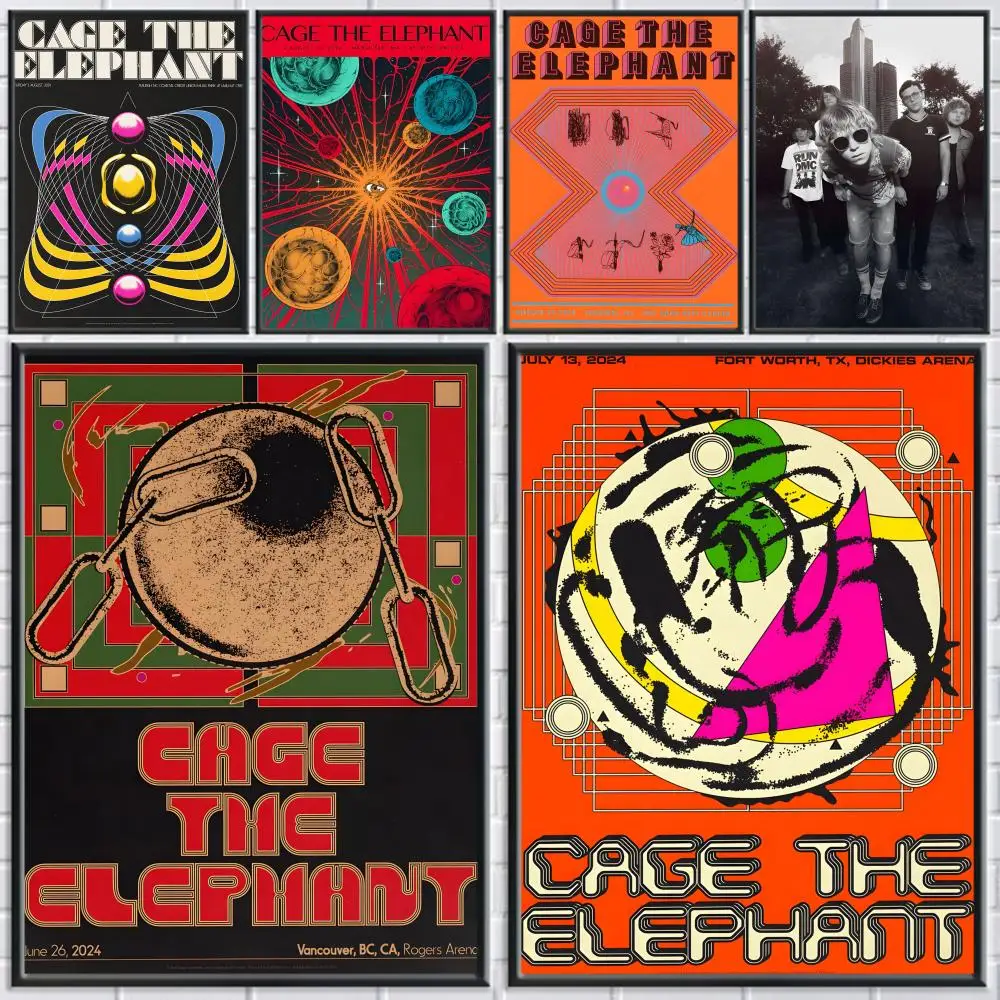 

Rock Band Cage The E-elephant Poster Trendy Aesthetic Wall Art Good Sticker Printed on PP Paper for Living Room Bar Decoration