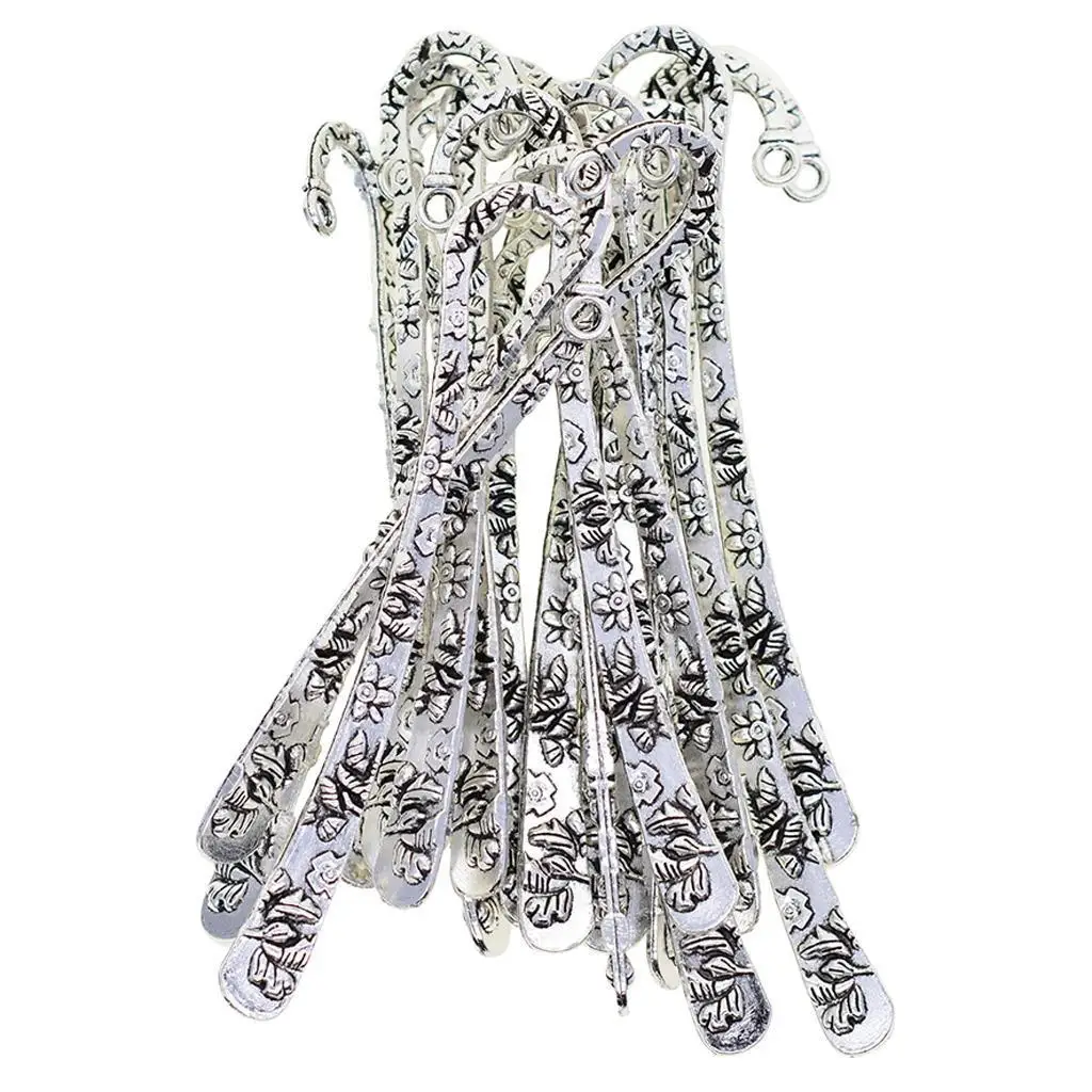 20Pcs Tibetan Silver Color Carved Beading Bookmarks With Loop DIY Making Jewelry Pendant Craft Accessories