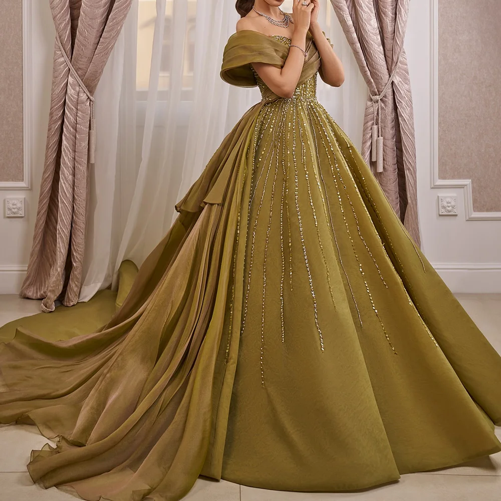 Temperament and Delicate A-Line Strapless Off the Shoulder Evening Dress Floor Length Homecoming Gowns Saudi Arabia 2024