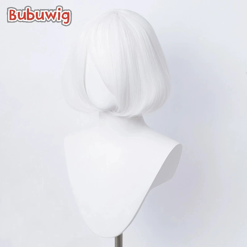 

[Big Sale]Bubuwig Synthetic Hair 35cm Women Short Straight White Bobo Cosplay Wigs Heat Resistant